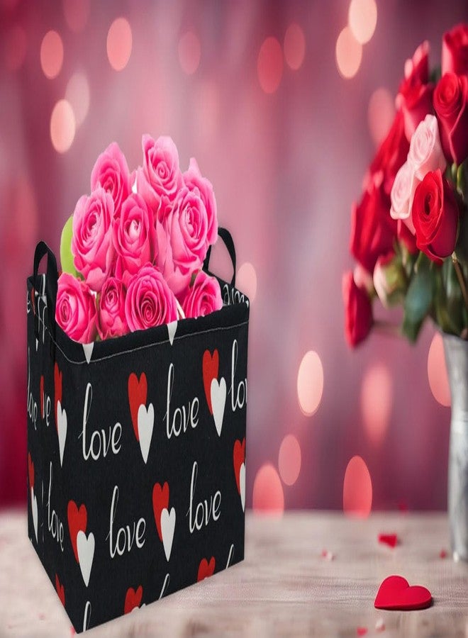 Essme Rectangular Heart Basket Gift Storage Box,Heart Storage Bins Organizer with Handles for Girls Room Decor,Basket,Shelf Basket.(Black love) - Image 5